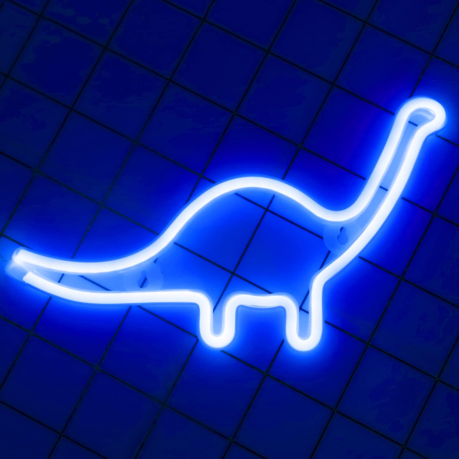 Neon Signs Dinosaur Lights, Neon Lights with Base Art Decorations Battery/USB Operated Dinosaur Night Lights for Christmas, Halloween, Home Decorations (Blue)