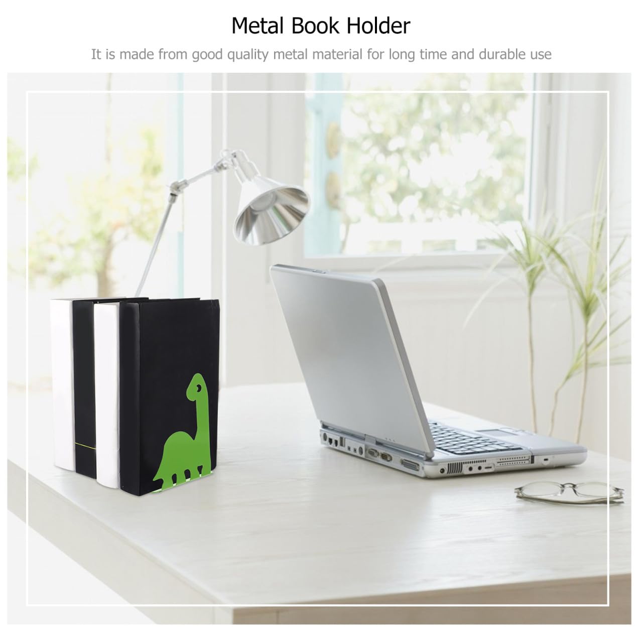 Fermalibri Metallo Robusto Da Ufficio, Supporto Fermalibri Pesante Antiscivolo, Portalibri Decorativo Per Mensole e Scrivania Set 2 Pezzi Verde
