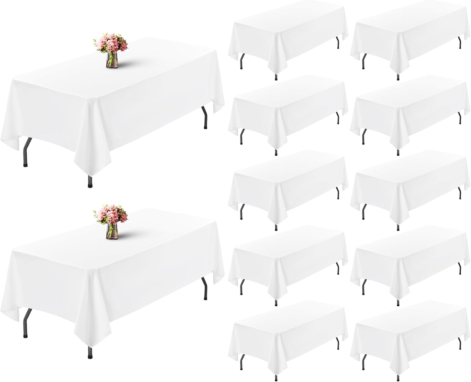 Showgeous 12 Pack Table Cloth White Tablecloth 60 x 102 Inch Table