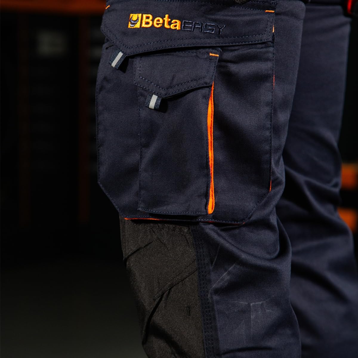 BETA 7860B Talla M - Pantalón de trabajo ligero Beta Easy, en tejido T/C, con bolsillos para piezas pequeñas y cinta para martillos, azul