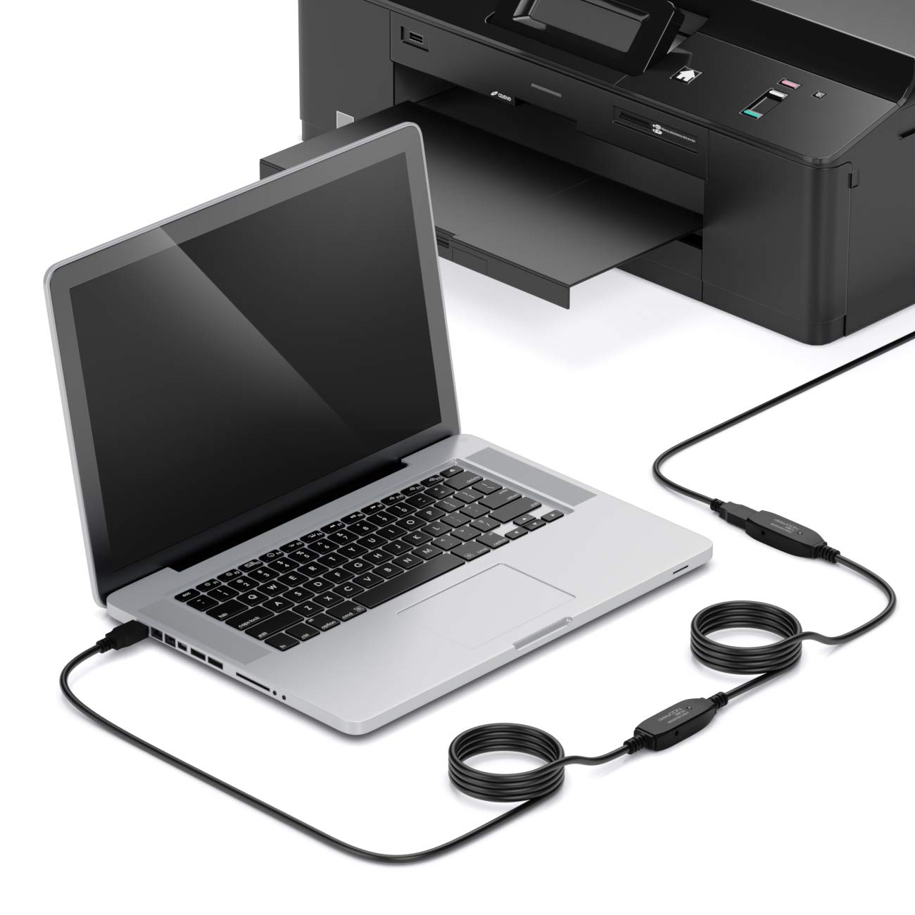 deleyCON 10m Cavo Attivo USB 3.0 Prolunga Attiva con 2 Amplificatore di Segnale USB3.0 Ripetitore Cavo di Prolunga USB3.0 PC Stampante Scanner per Computer Nero