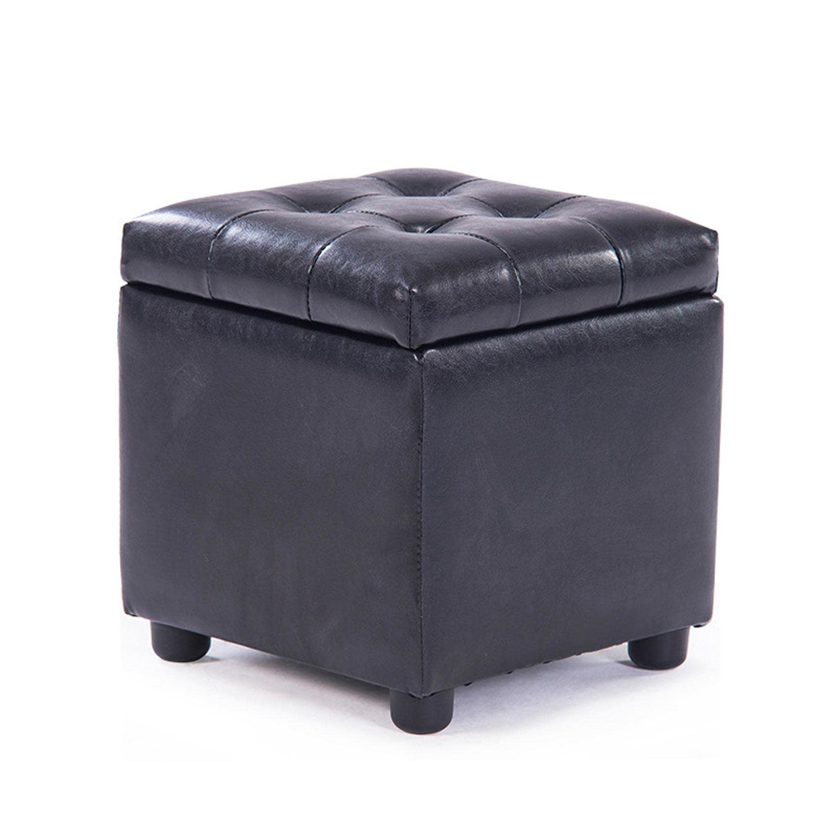 Ottoman de rangement carré repose-pieds coffre noir