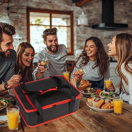 Miniatura 5 de Bodaon Cazuela aislada para alimentos calientes o fríos, se adapta a platos de horno de 9 x 13 pulgadas y 11 x 15 pulgadas con tapa, portadores