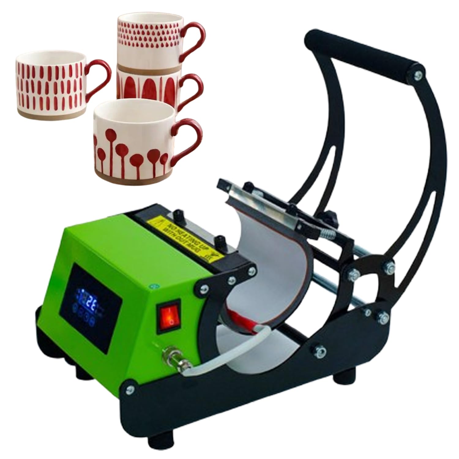 Máquina de prensa de calor para sublimación de tazas, 450 W, control LCD, tiempo 0-999s, temperatura 0-250 °C, ideal para proyectos de transferencia de imágenes
