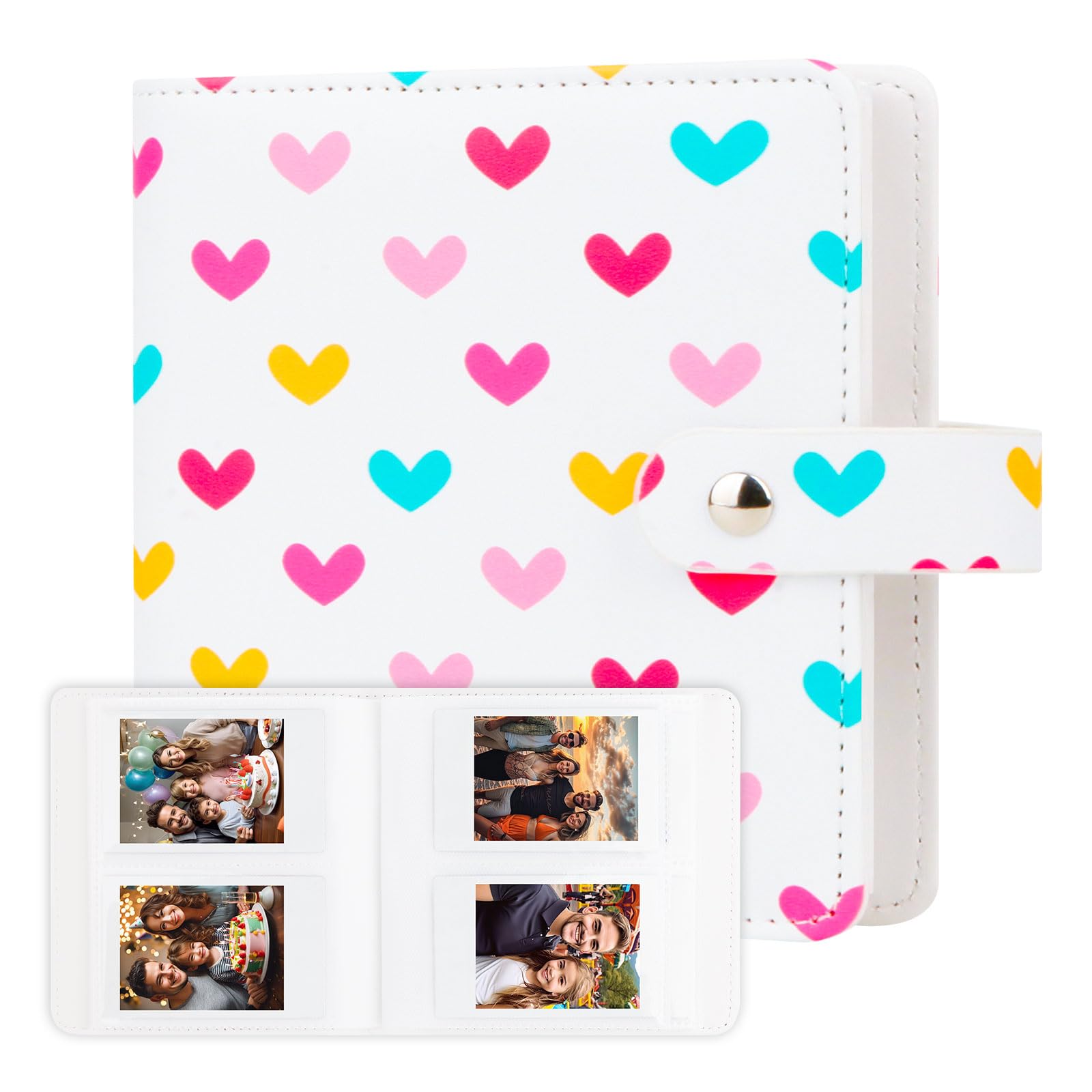 112 Pockets Photo Album for Fujifilm Instax Mini Camera, Small Album for Polaroid 2x3 Films, Leather Cover, 2x3 Photo Album for Instax Mini 12 11 9 40 90 8 7 Evo LiPlay Instant Camera (White)
