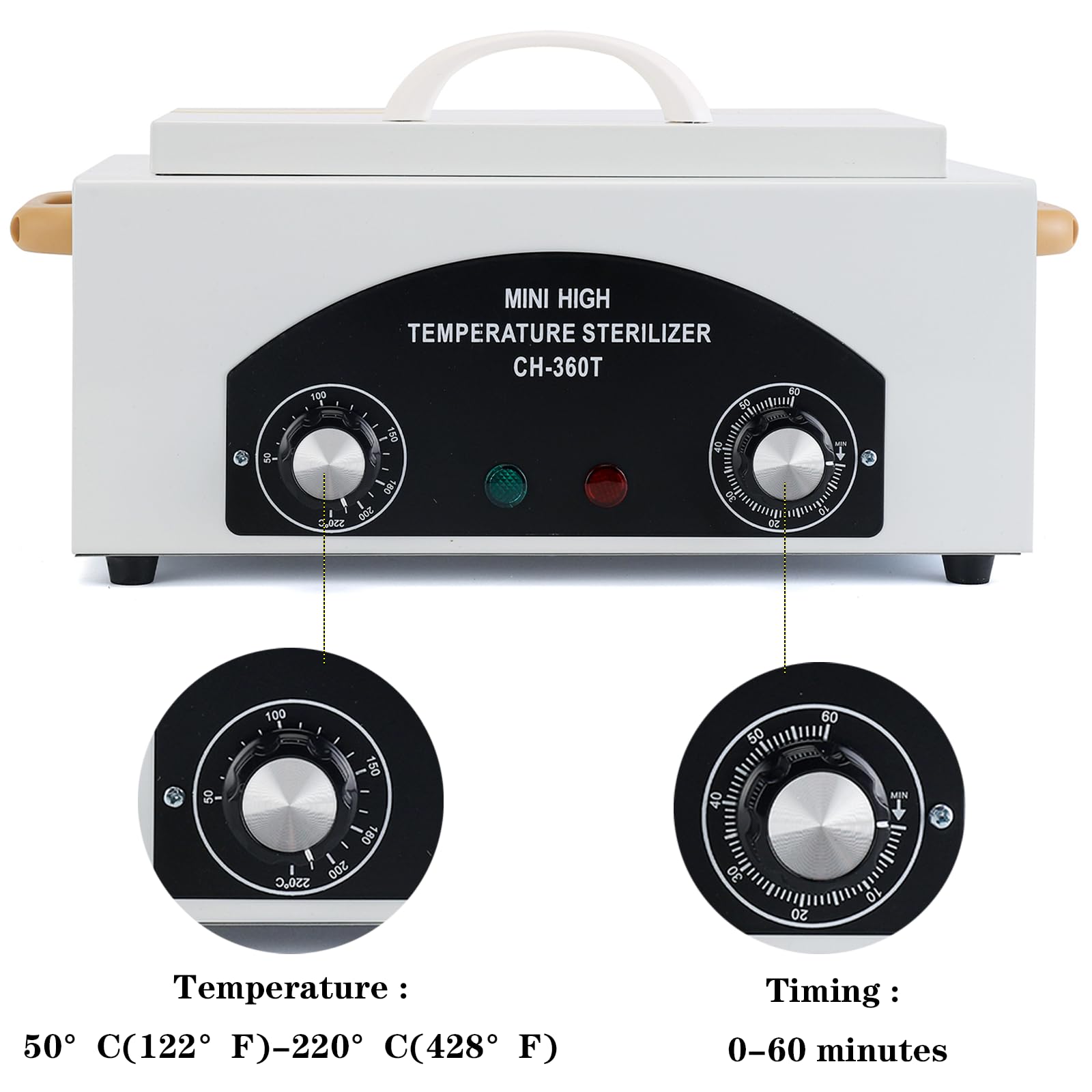 Winb Sterylizator wysokotemperaturowy mini autoklaw z timerem 110 V 300 W pojemność 1,5 l do narzędzi dentystycznych fryzjerskich narzędzi do manicure z uchwytem