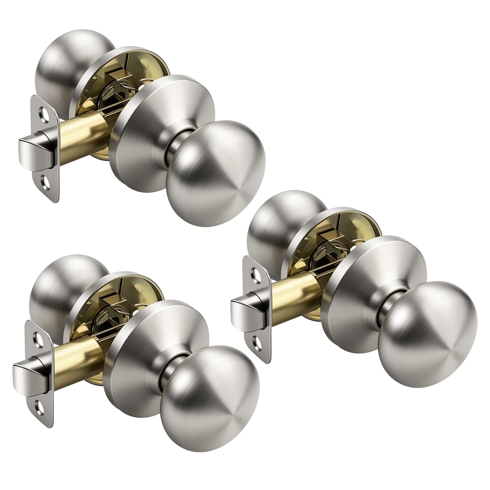 Brushed Nickel Door Knobs - Keyless Privacy -24