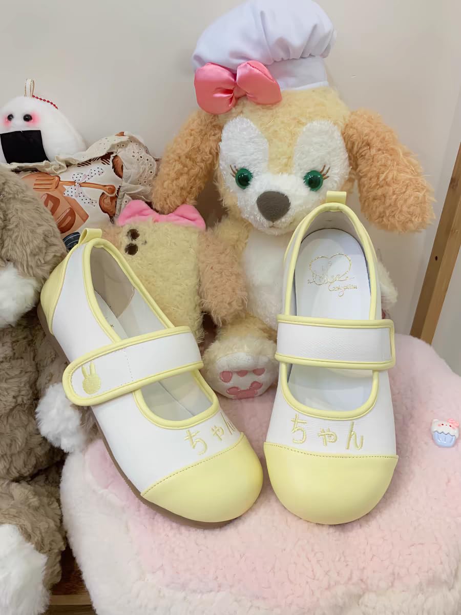 Japanese Casual Lolita Shoes, Cute Mary Jane Flats Rabbit Inspired Shoes: 3.5 Yellow