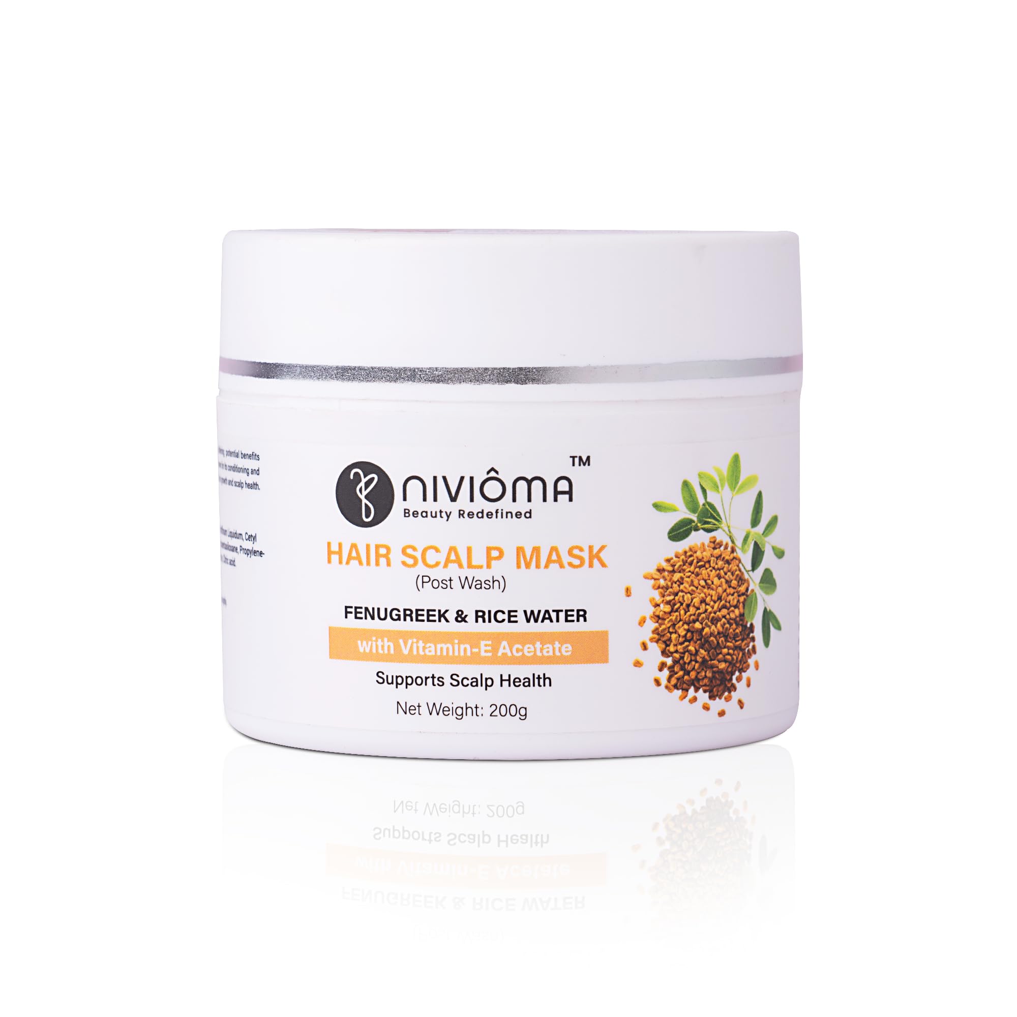 Fenugreek & Rice Water Hair Scalp Mask with Vitamin E | Deep Conditioning Hair Mask for Scalp Care | Moisturizing Hair Treatment for Dry & Frizzy Hair | 200 g-image-48