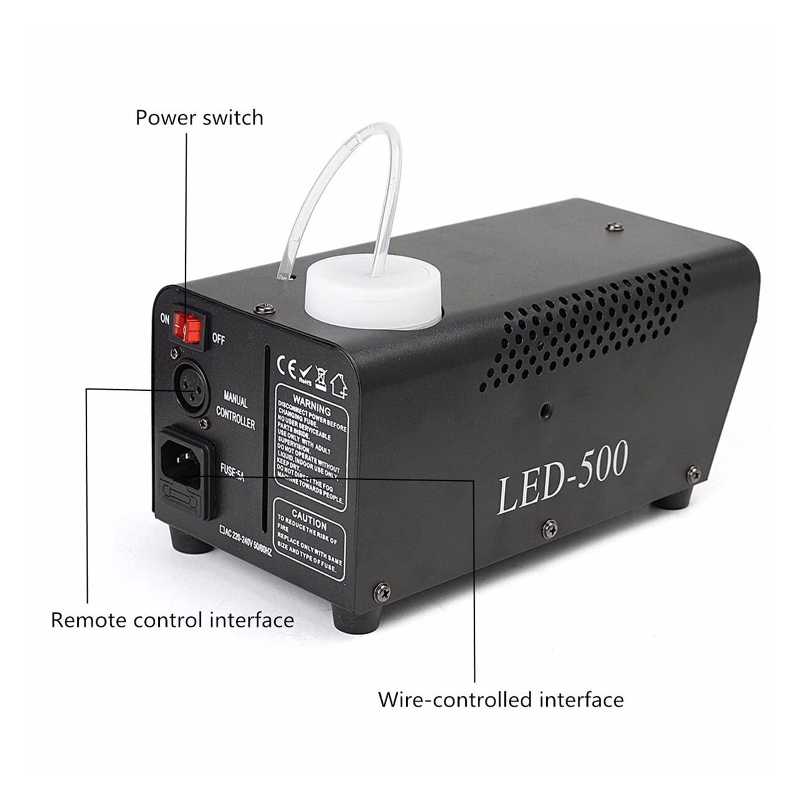 Maquina de humo Máquina de niebla de Halloween Máquina de humo de 500 vatios RGB LED DJ Thrower for el efecto de la boda y el escenario. Para exteriores, fiestas, efectos de escenario.