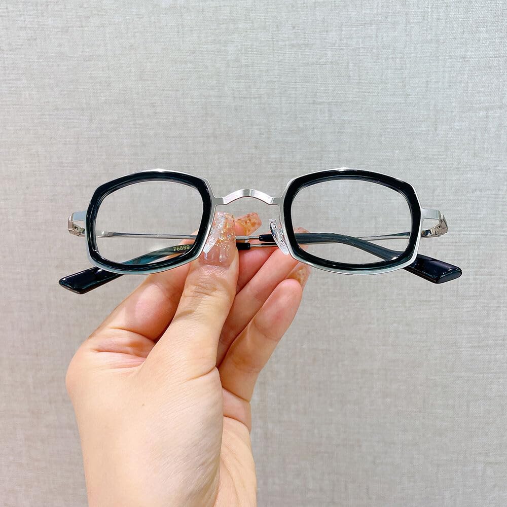 Occhiali da Lettura Donna Uomo, Metal Leggero Montatura Occhiali da Vista, Occhiali Anti Luce Blu per Computer