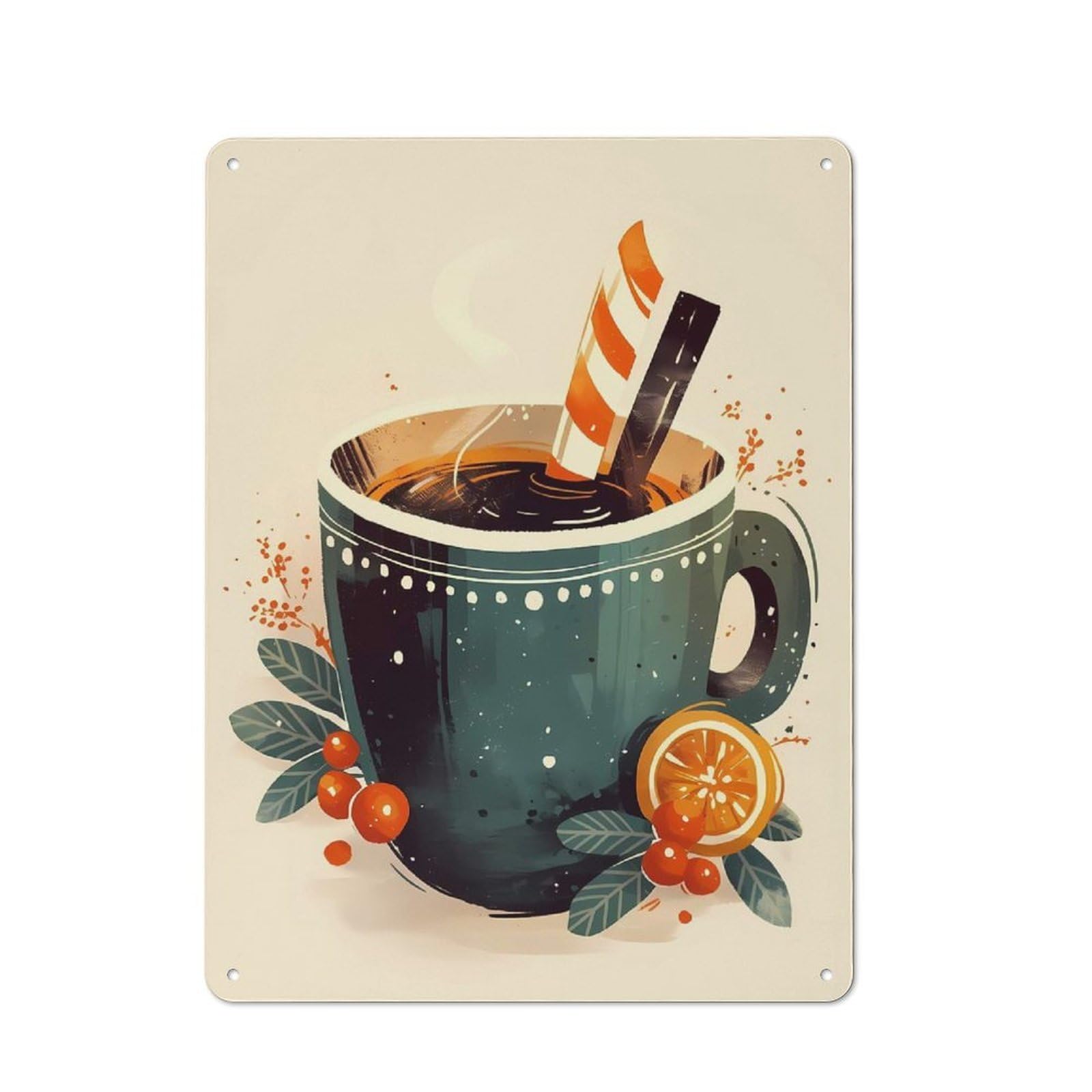 Junmoney Christmas Winter Drink Rustic Metal Sign 40X30cm For Lounge Or Reading Corner, For Reading Corner Decorators