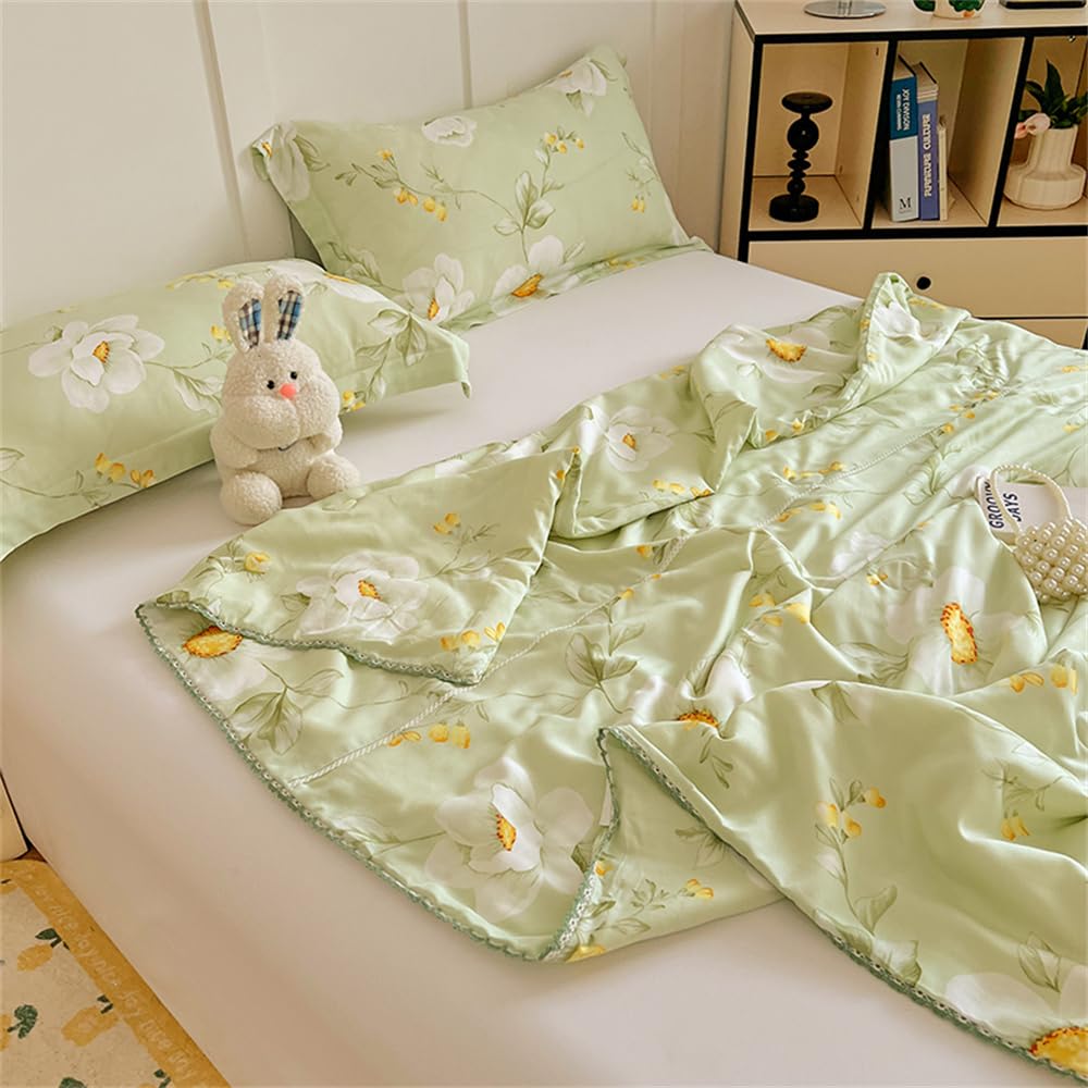 Fansu Colcha Boutí Cama 90/135/150 Estampada para Verano y Entretiempo - Fina Suave Microfibra - Cubrecama Rellenos Ligero y Transpirable (Magnolia Blanca,180x200cm)