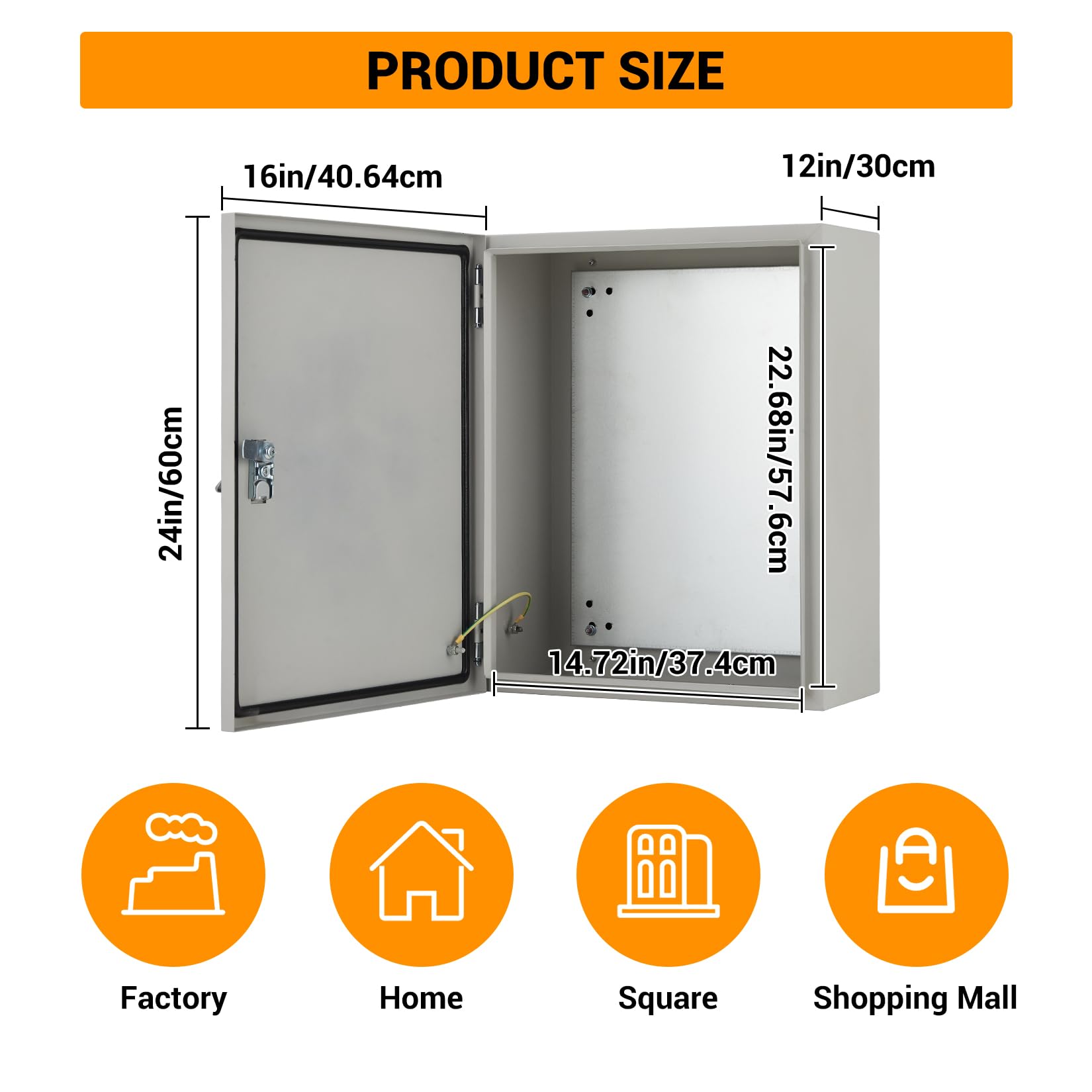 Garvee Coffret peinture murale étanche NEMA 4X/IP66/IP67 – Boîte électrique extensionérieure 24"x16"x12" en acier inoxydable, anti-poussière, verrouillable avec plaque de montage et 2 clés, panneau