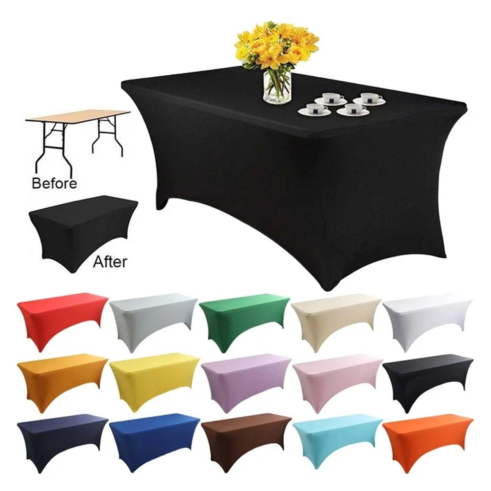 Copritavolo con angoli in spandex elasticizzato in poliestere