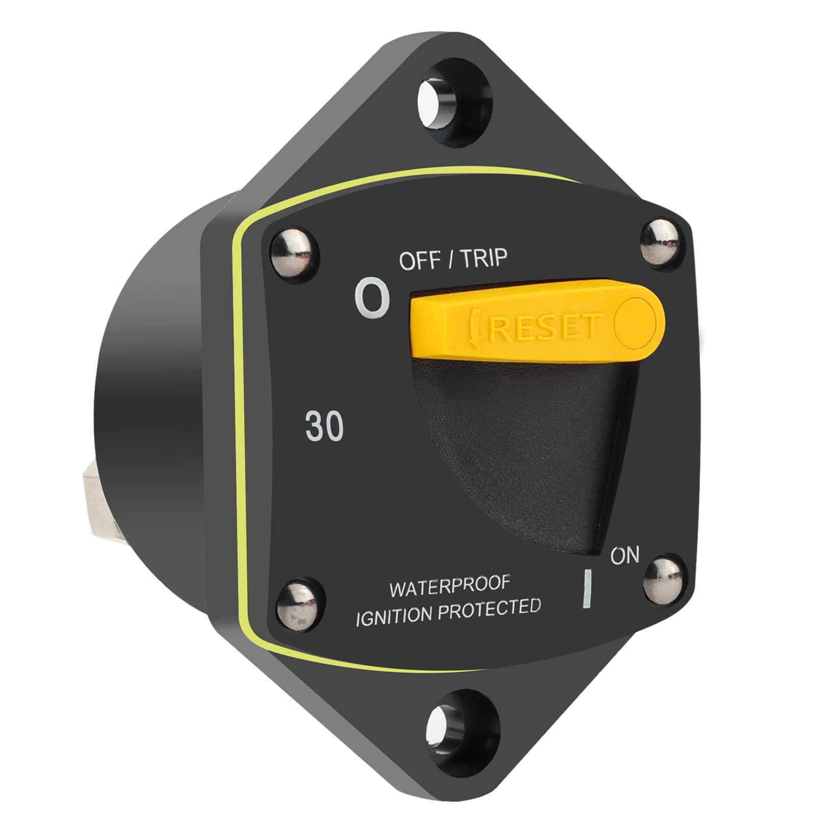 GLOSO Circuit Breaker Switches Manual Reset Waterproof Audio Radio Solar System Boat Truck Marine Automotive Stud 5/16“ Panel Mount 30A