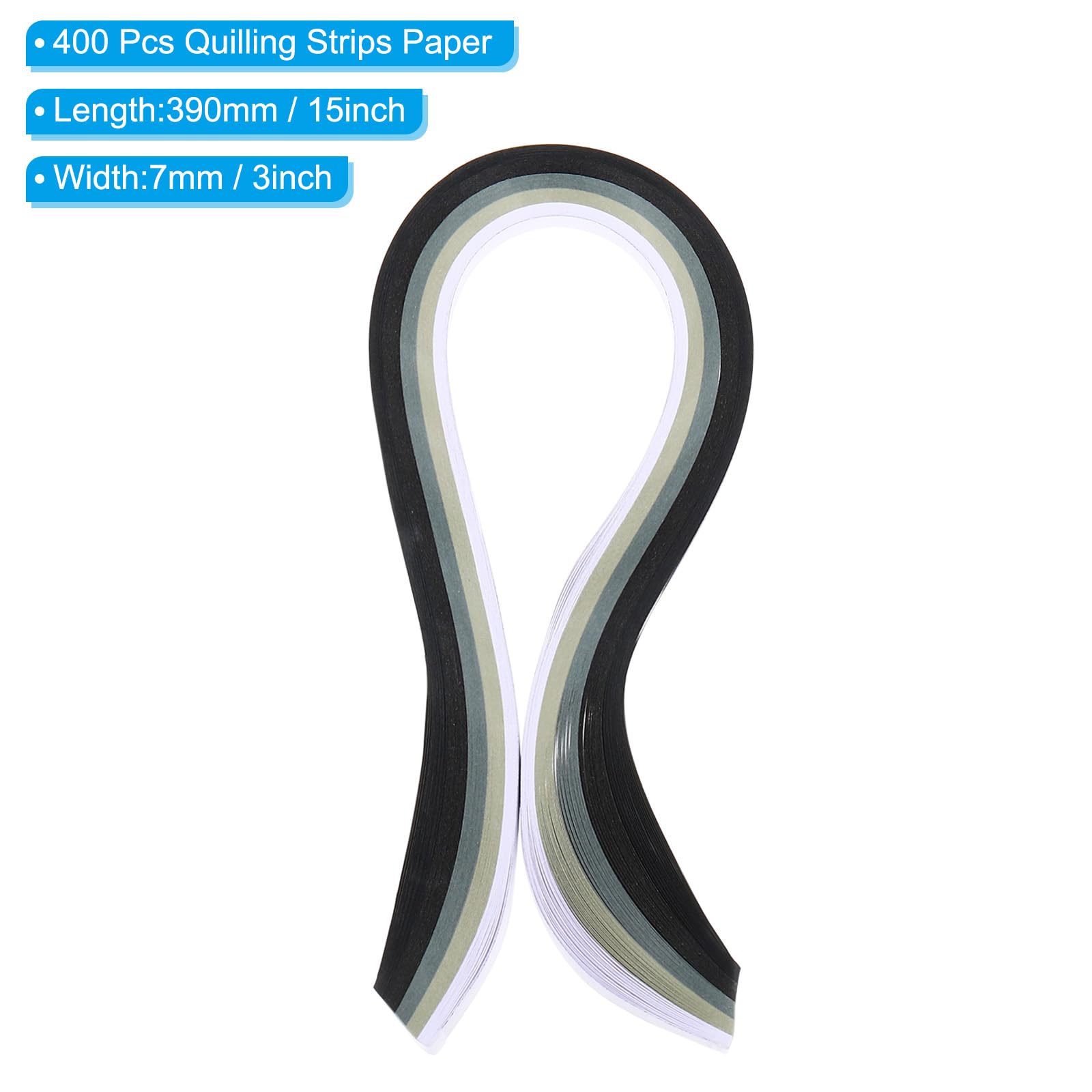 PATIKIL 390 x 7mm Rainbow Quilling Strips Paper,400 Pcs Origami Paper Quilling Strip for Art DIY Hand Craft Christmas Gradient Gray - Image 2