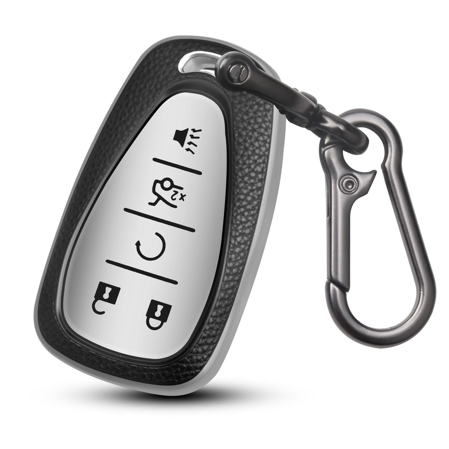 MILD EAST for Chevy Key Fob Cover, 5 Button Key Case for Chevrolet Equinox Malibu Trailblazer Traverse Volt Bolt 2020 2019 2018 2017 2016, Silver