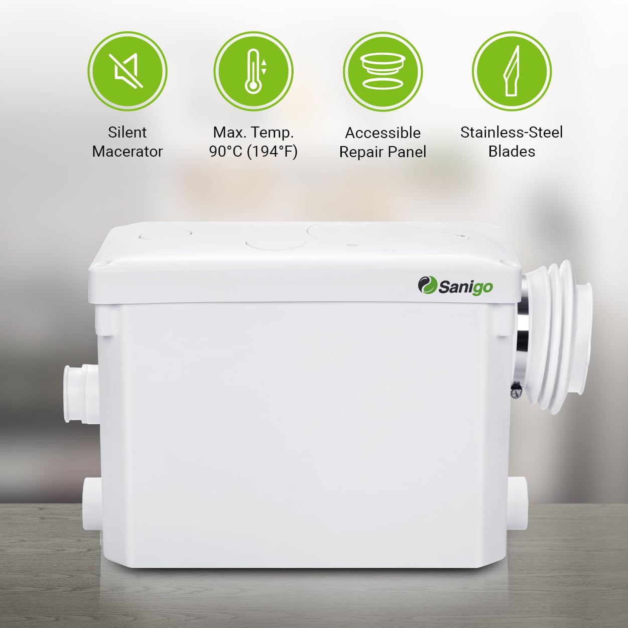 SANI-P420i Trituratore Sanitario per lo scarico delle acque reflue WC, Doccia, Lavabo, Lavatrice, Lavastoviglie