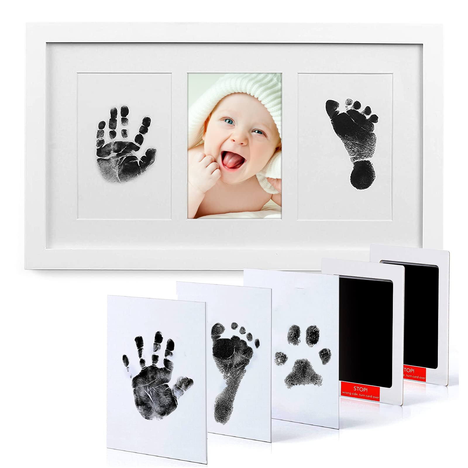PewinGoBaby Ink Footprints Frame with Ink Pad, Foot and Hand Kit for Newborn Baby
