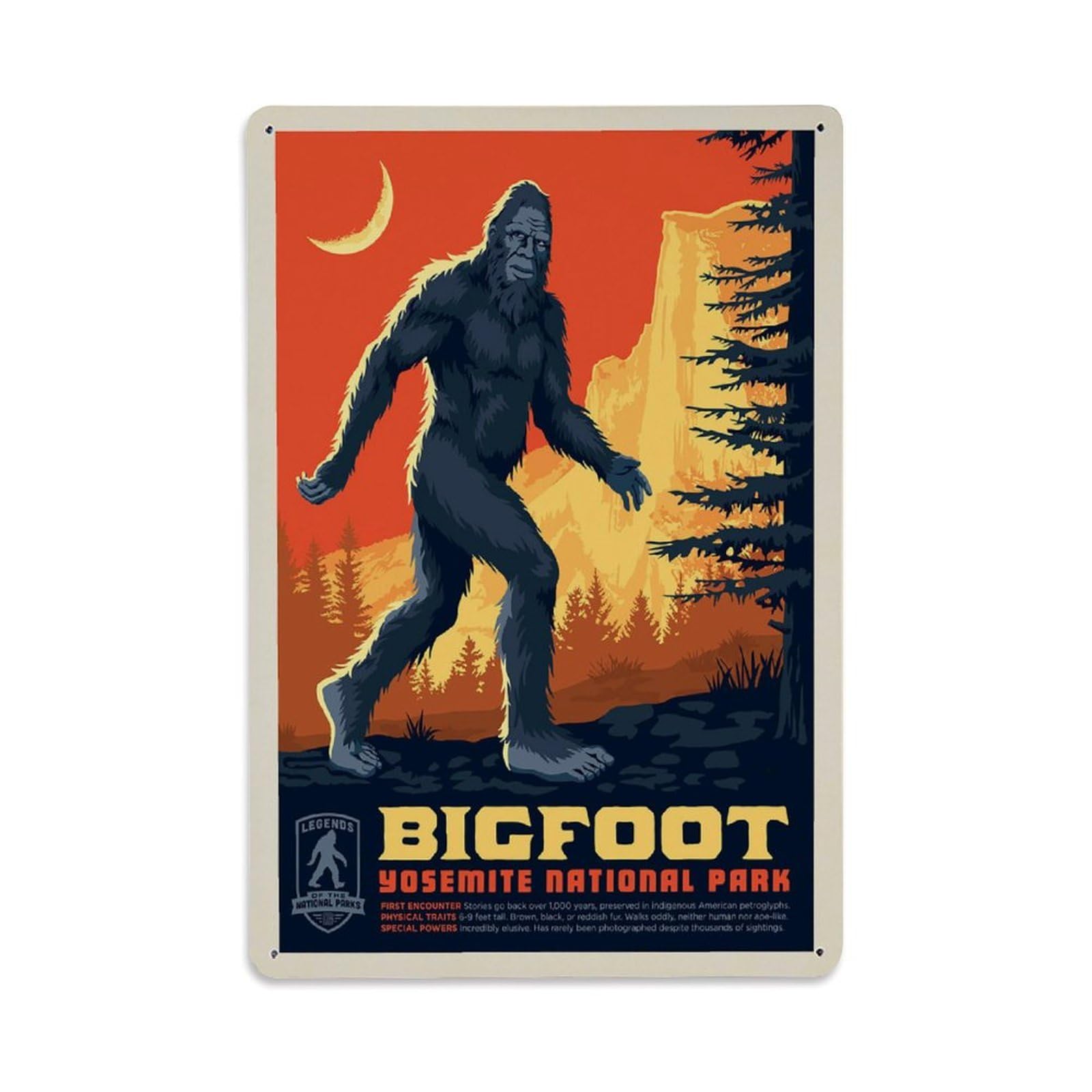 Vintage Poster Yosemites Bigfoot Metal Tin Sign Wall Decor for Cafe, Club, Garden Metal Poster 8x12Inch