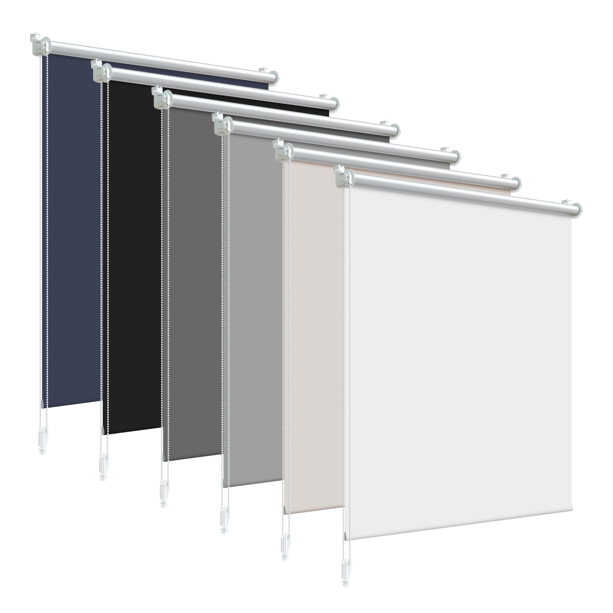 Verdunklungsrollo Klemmfix ohne Bohren Rollos für Fenster Innen B85 x H220 cm Weiß Thermorollo Klemmrollo Seitenzugrollo Sicht-und Sonnenschutz Wandmontage