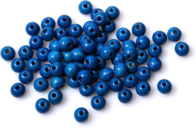 300pcs 10mm Blue Wood Beads Round Ball Dyed Wooden Loose Beads for Necklace Bracelet Home Decor (3mm Hole)