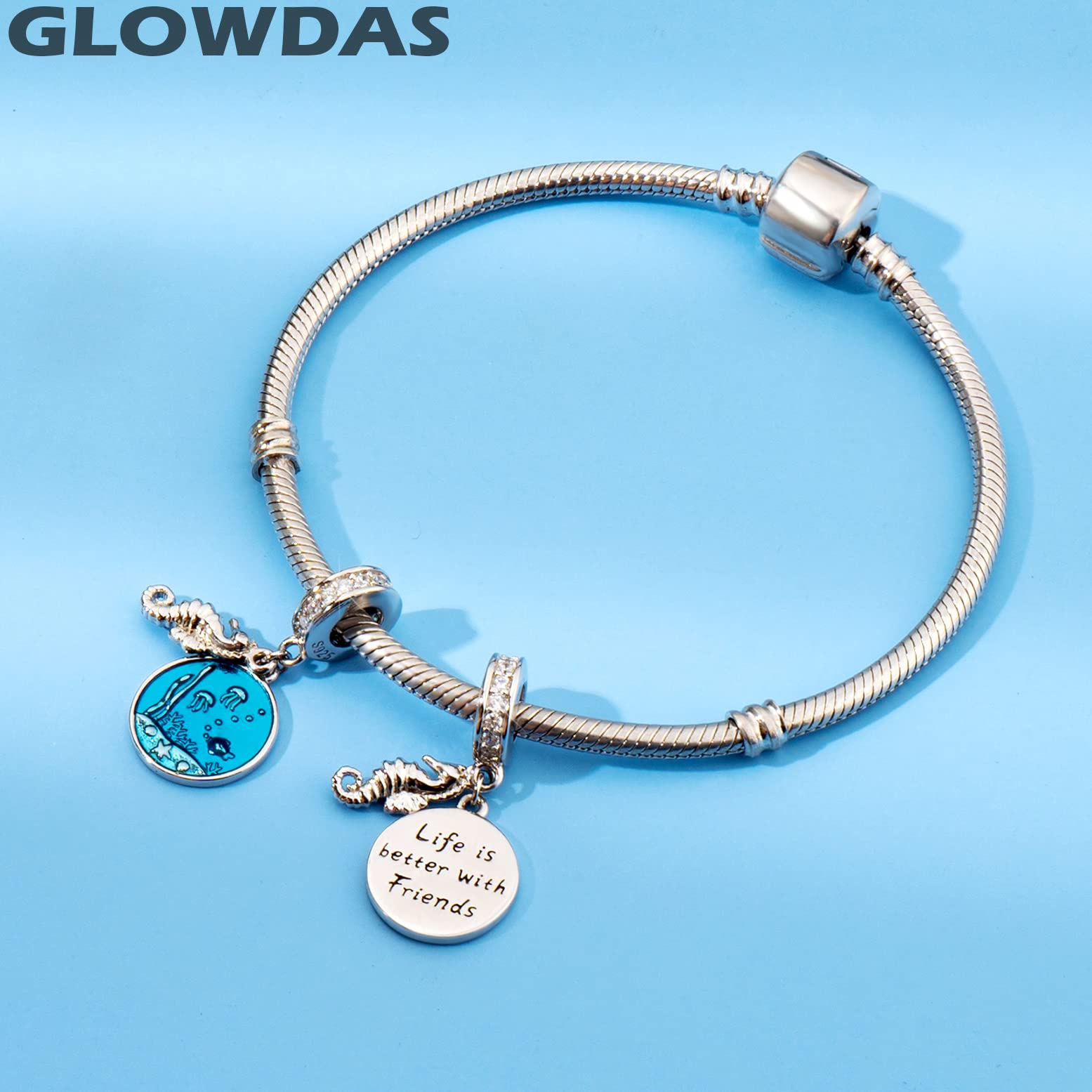 Charms de vie ocean en argent sterling, tortue poulpe sirene coquillage poisson hippocampe, perles de vie marine tropicale, pour bracelet animaux européen, cadeaux pour fête des mères/saint valentin
