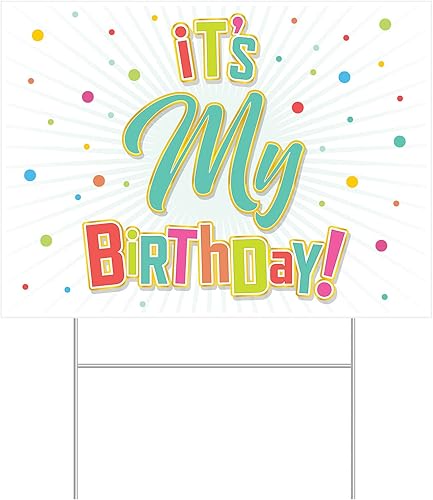 Beistle Letrero de plástico corrugado duradero y colorido con estaca de metal, decoración de césped al aire libre, 11.5 x 15.5 pulgadas, multicolor