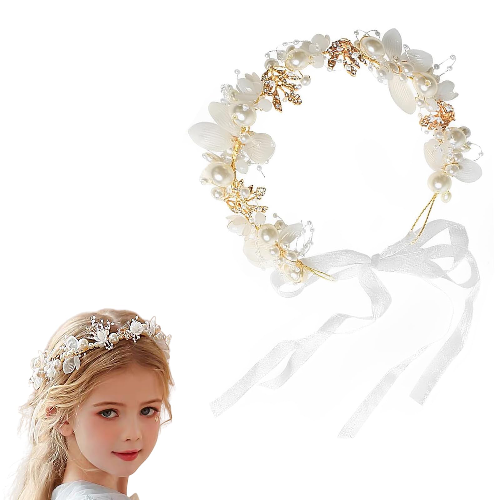 Jubobu Tiara For Women,Hair Band Girls,Hair Accessories Women Wedding,Flower Girl Headpiece,Pearl Flower Crown Girls Bridal Hairband Baby Hair Party Birthday Dress Up Wedding (1) (B0DDC4Z1P9) Amazon Price History, Amazon Price Tracker