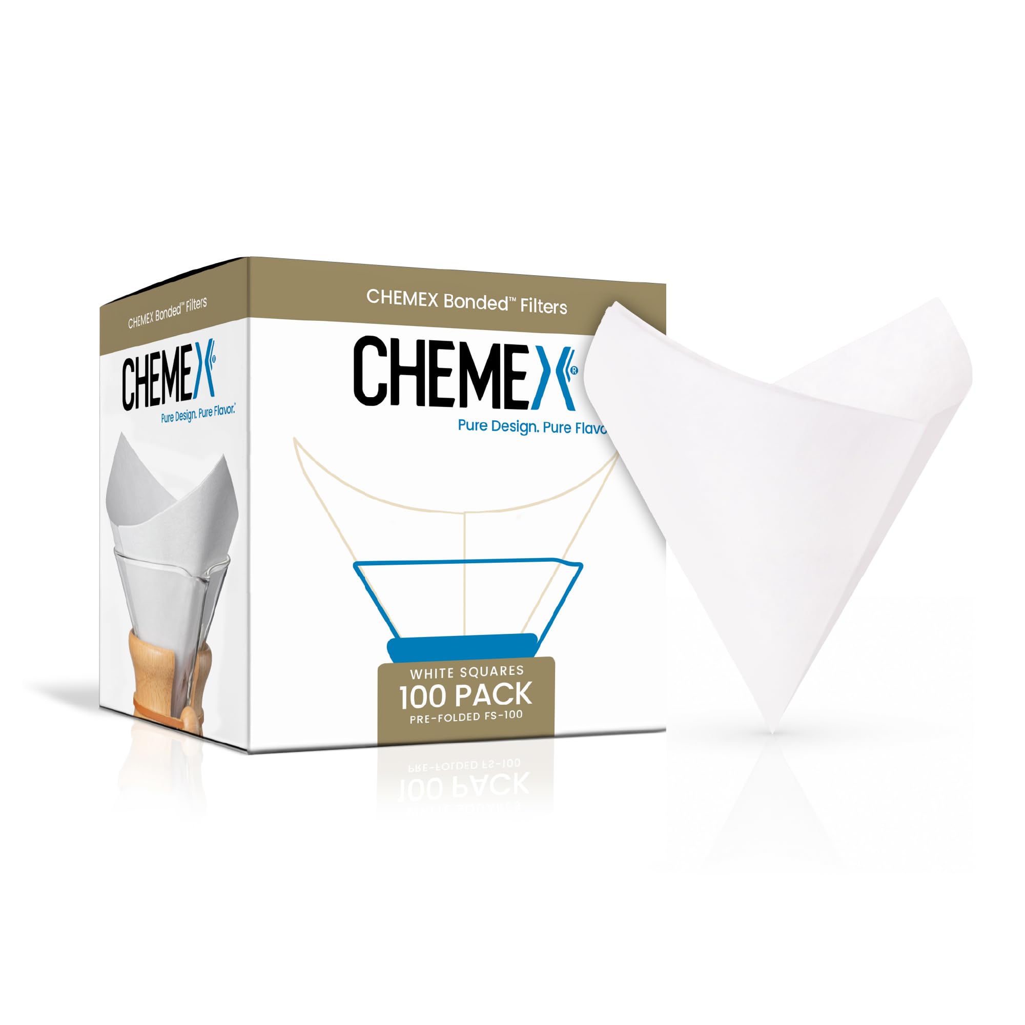 Chemex Classic Coffee Filters, Squares, 100 ct - Exclusive Packaging
