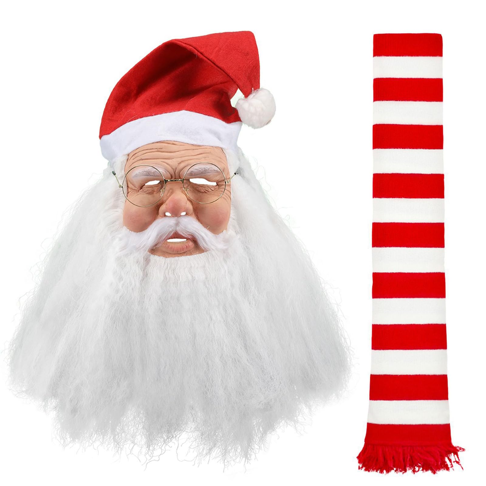 Conjunto de disfraz de Papá Noel con bufanda de cara completa para ocultación total 8