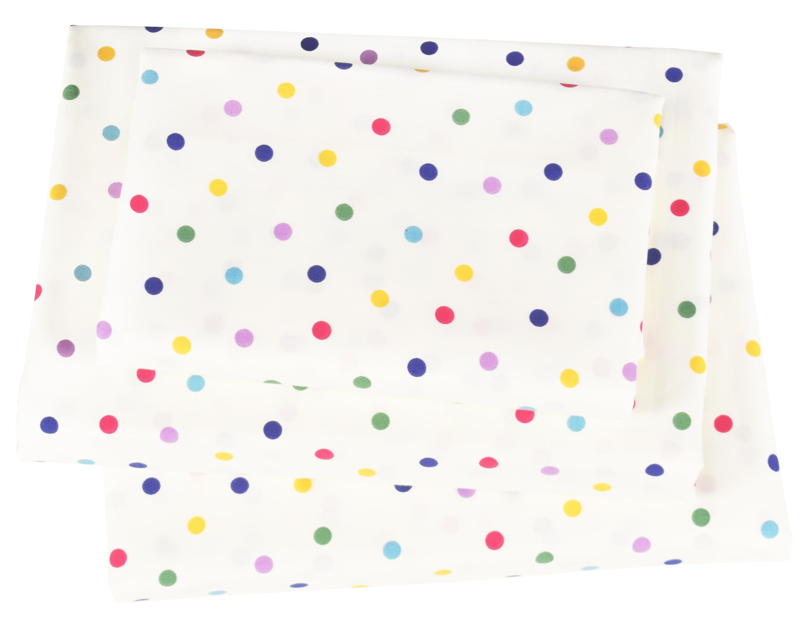 J pinno Colourful Little Dot Cute Polka Dot Girls Kids Twin Sheet Set Bedroom Decoration Gift 100% Cotton, Flat Sheet + Fitted Sheet + Pillowcase Bedding Set (Little Dots, Twin)