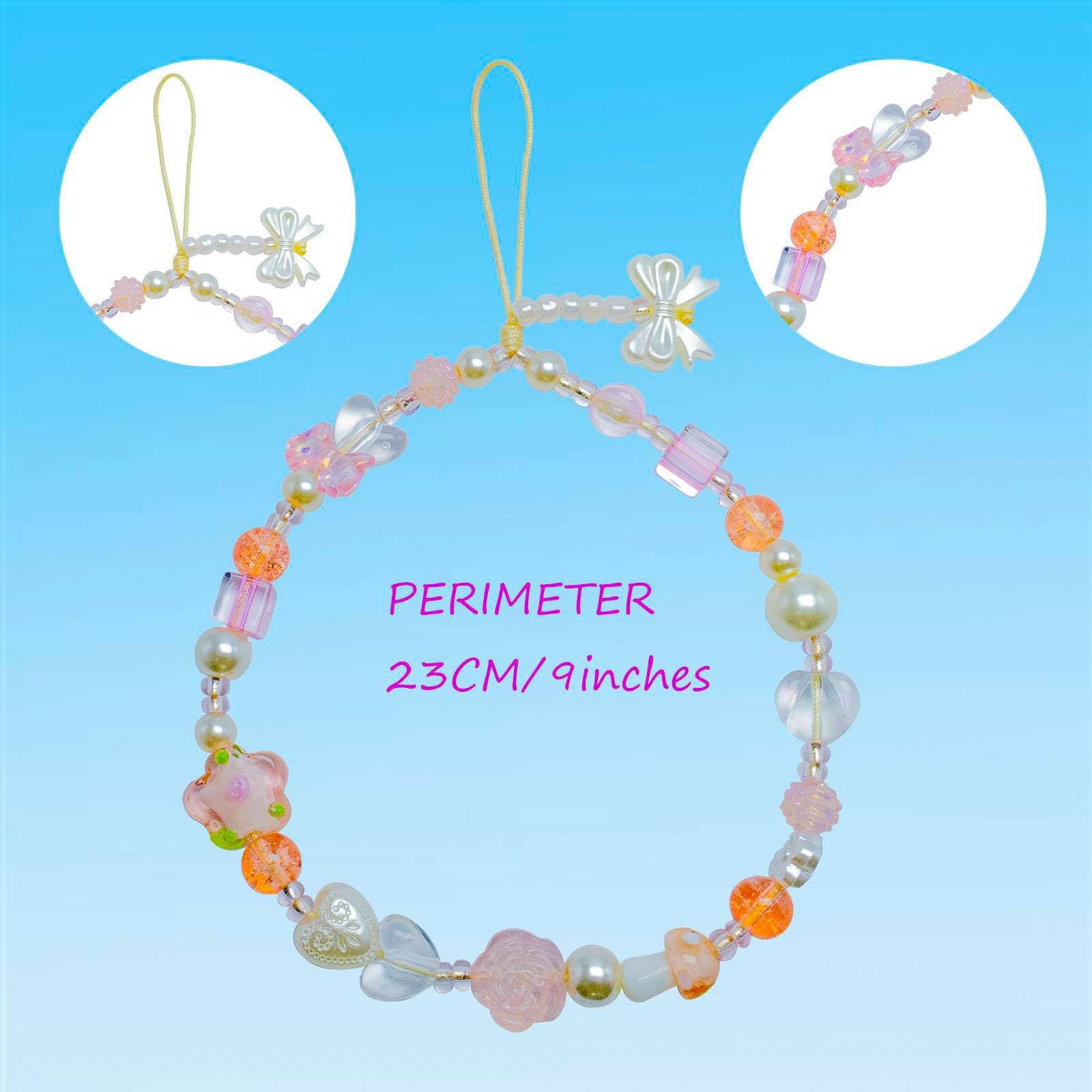 Leyice Phone Charms Strap for Women and Girls Beaded Phone Chain Fashion Exquisite Phone Wrist Strap (bow)