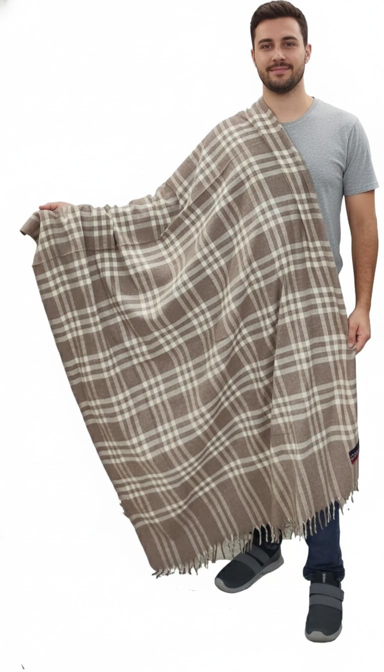 v vrinde Vrinde Grey Wool Checkered Men's Shawl KA-SWL-51-picture-35