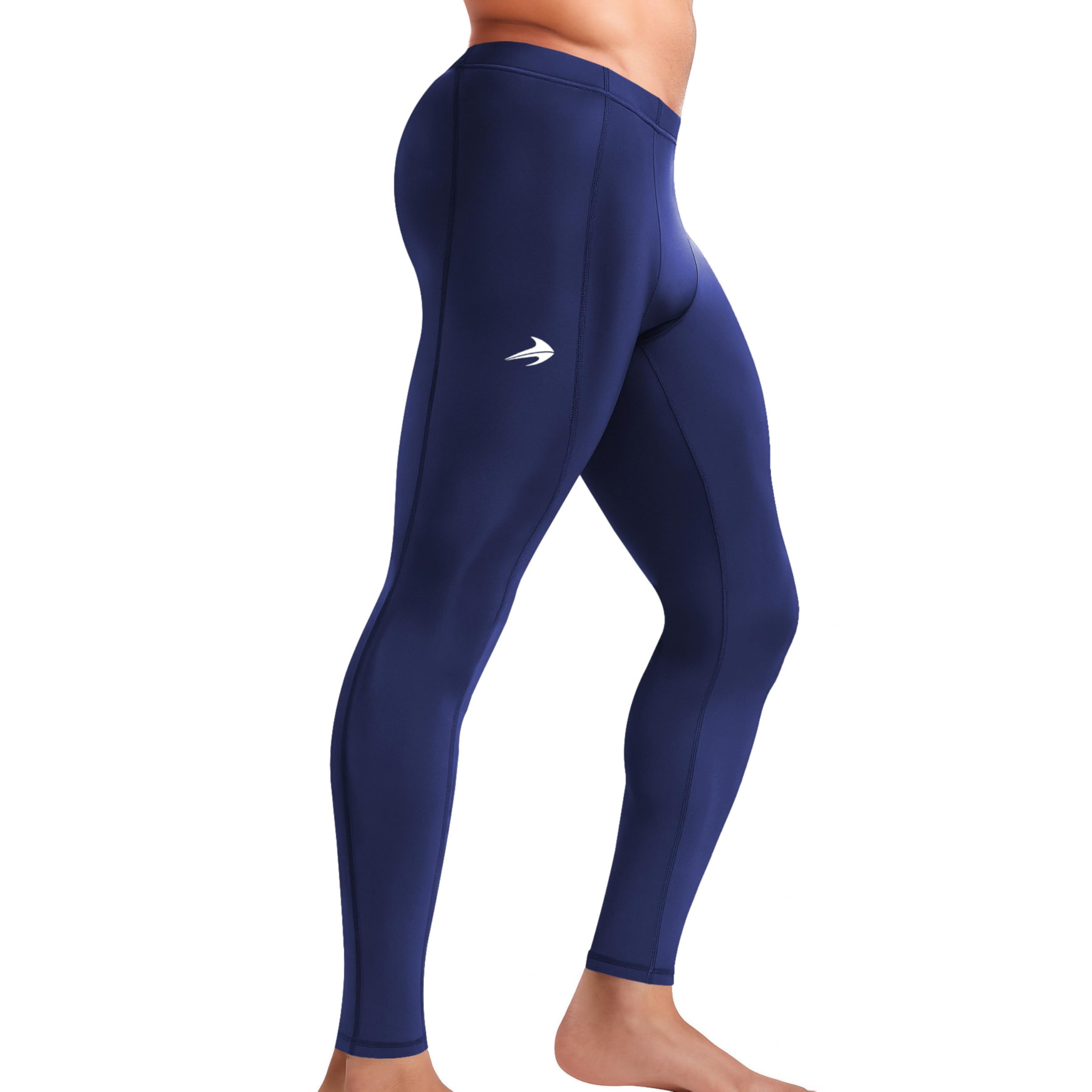 CompressionZ Compression Tights - Men's Base Layer Leggings, Best Running/Workout Pants Medium 31.5"-34.5" Blue