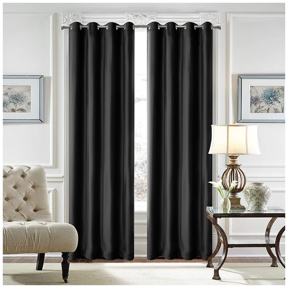 GUOCU Crushed Velvet Eyelet Top Curtains Super Soft Lined Blackout Curtains Bedroom, Living Room Home Decorative Window Treatment Thermal Insulated Blackout Curtains Black 72X63|182X160cm(1 Panel) — image 1