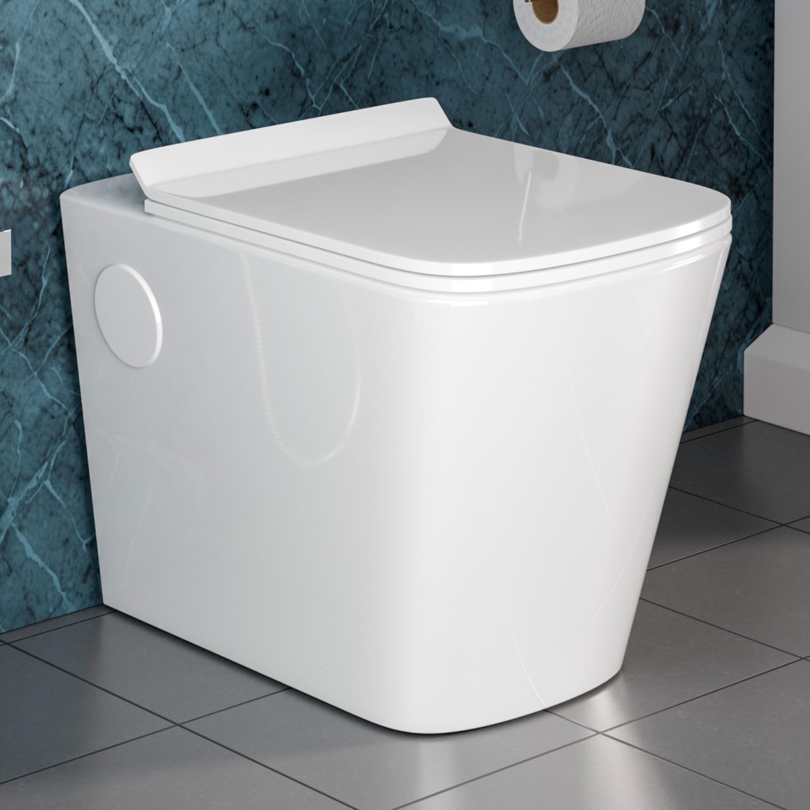 InArt Ceramic P-Trap Floor-Mounted Commode - European Style, White, with Soft Close ABS Seat Cover, Elegant Finish for Home & Commercial Use White