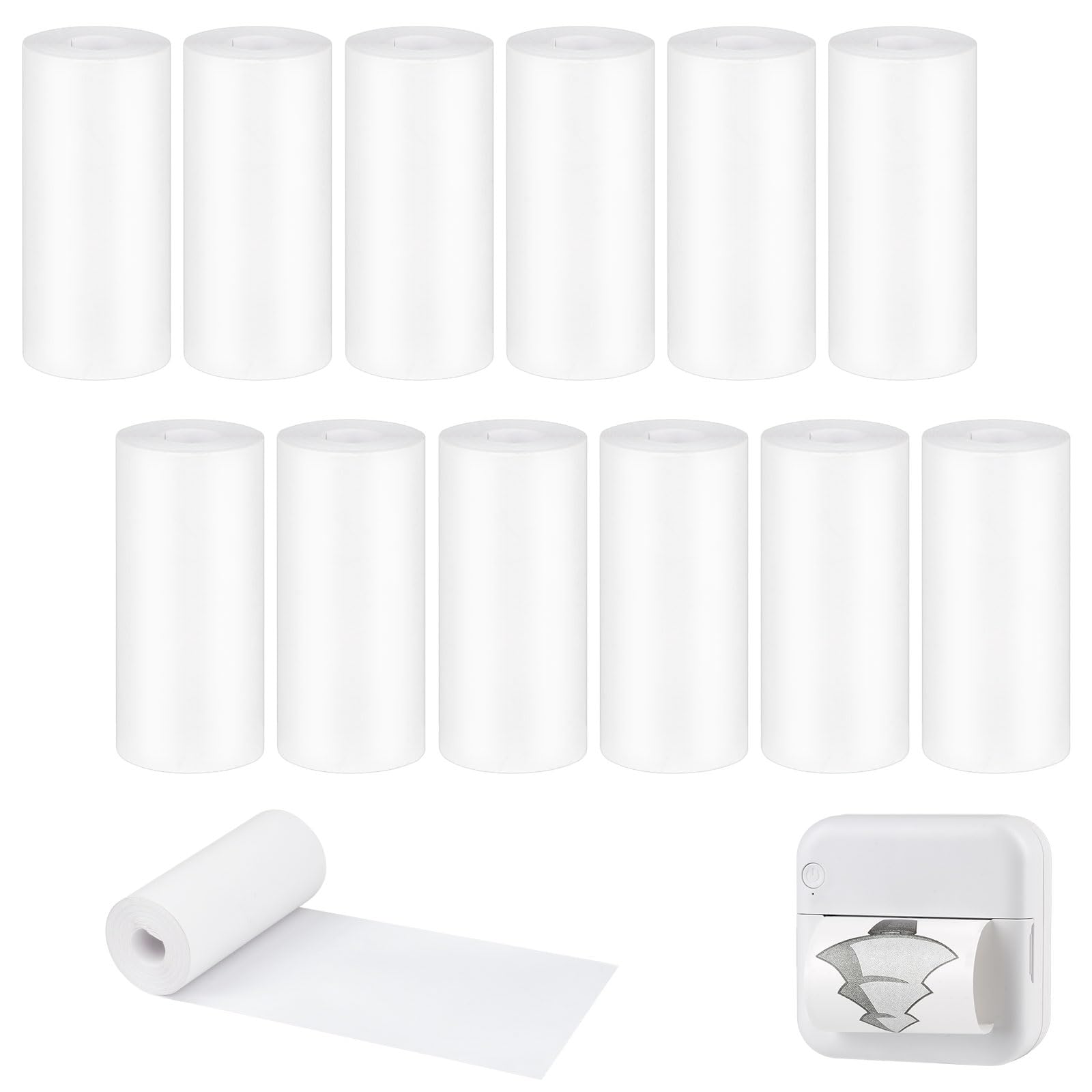 12 rolek papieru termicznego, rolki termiczne, papier do drukowania 57 mm x 25 mm x 6 m, biały papier termiczny dla dzieci, do aparatów natychmiastowych, dziennika, zdjęć, notatek