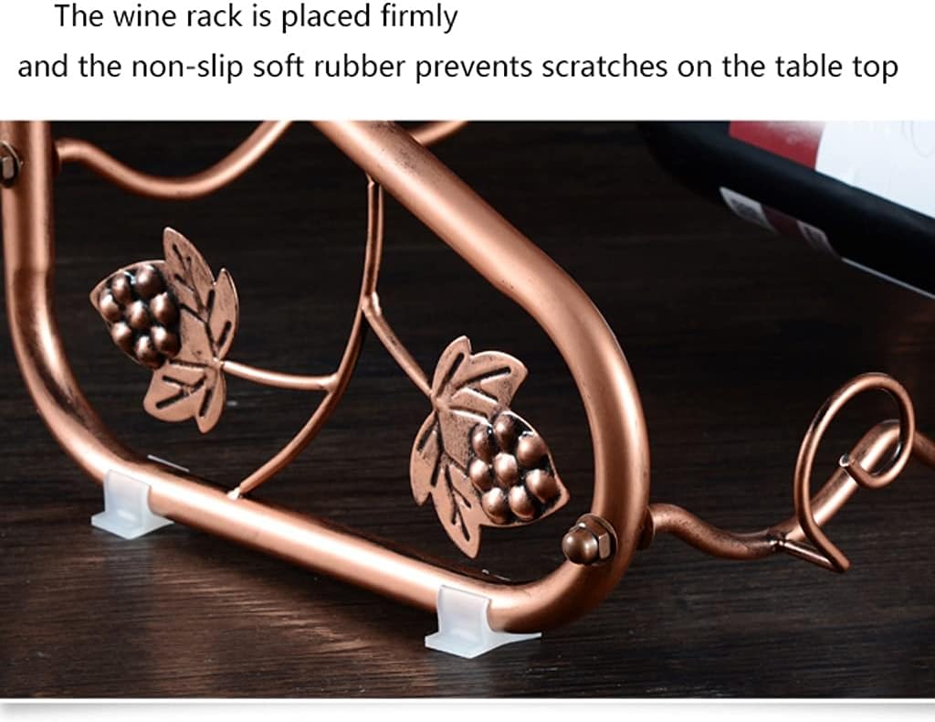 Wine Rack 2 Tier Wine Rack, Hold 4 Bottles and 6 Glasses Iron Threaded Wine Holder with Freestanding Display Shelves for Kitchen, Cabinet, Cellar, Bar Wine Bottle Holder (Size : 1) ()