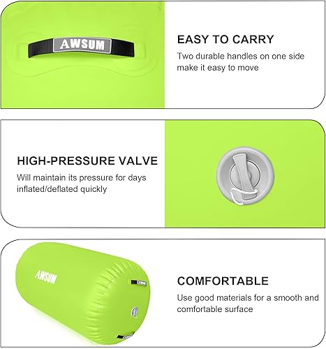 Miniatura 5 de Rodillo de aire para gimnasia, barril de voltereta para espalda, entrenador de flexión para gimnasia, equipo de trampolín inflable con bomba