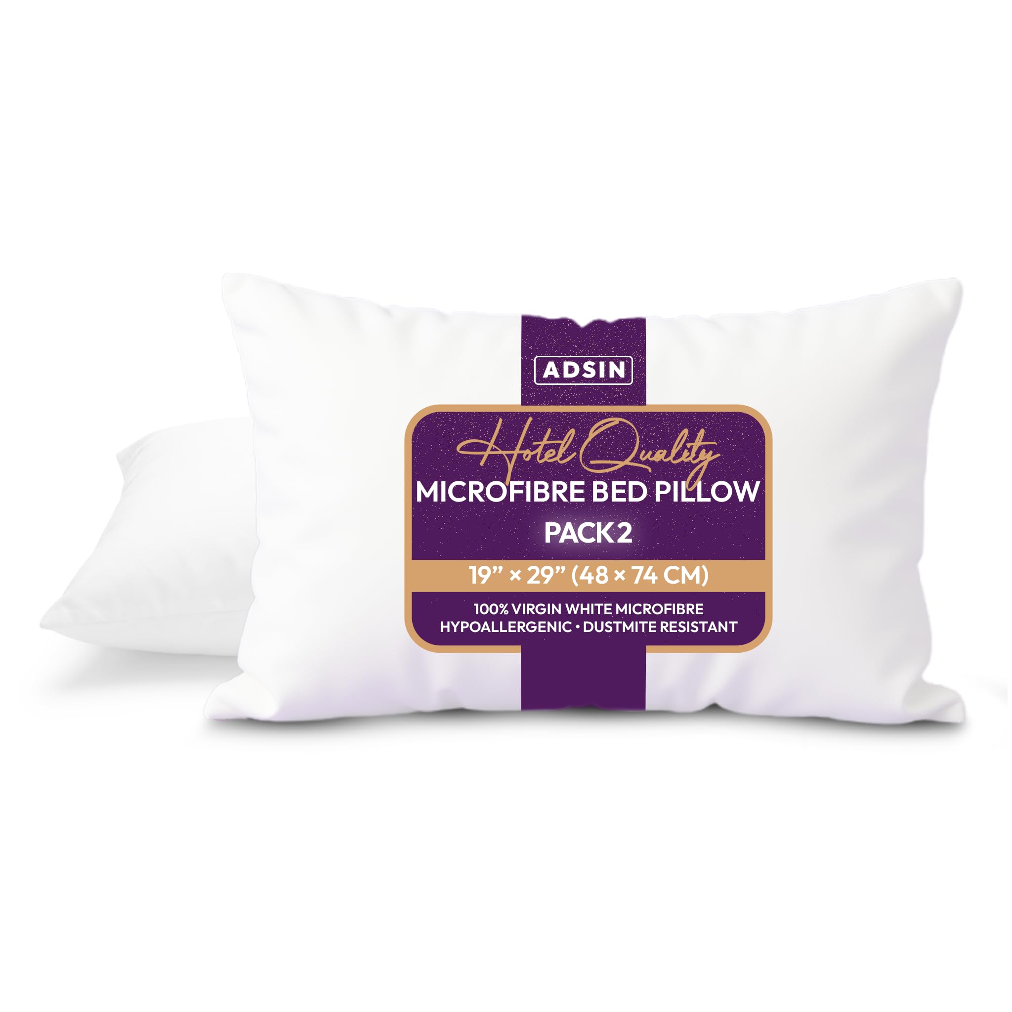 Adsin Firm New White Microfibre Bed Pillows Bounce Back Hotel Quality Comfortable Suitable For Back And Side Sleepers Pillow (, Pack Of 2)