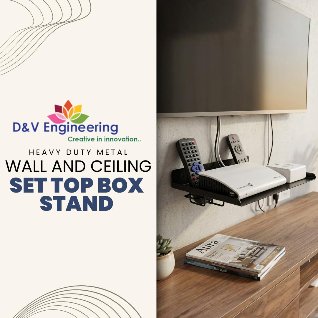 D&V Engineering Set top Box Stand/wall Mount Stand/Heavy Duty Wall & Ceiling Mounts/Wall Mount Shelf for DVD, Telephone, WiFi Router & Music Player (Standard)