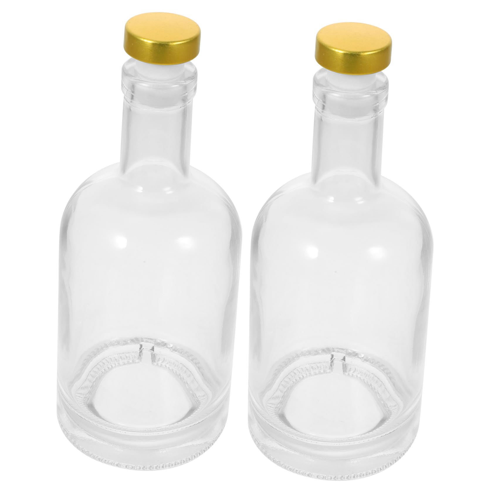 2 Stück-pack Dickwandige Wodkaflaschen aus Transparentem Glas, 375 Ml | Breite Öffnung, Fein Versiegelter Verschluss, Rutschfester Boden mit Schraubstruktur, für Riegel und Club Zufällige Farbe