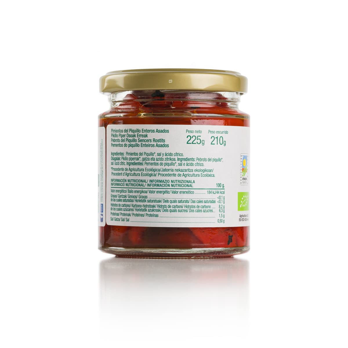 Ekolo Pimiento Del Piquillo Extra Entero Bio, 6 Tarros, 225g 1350g