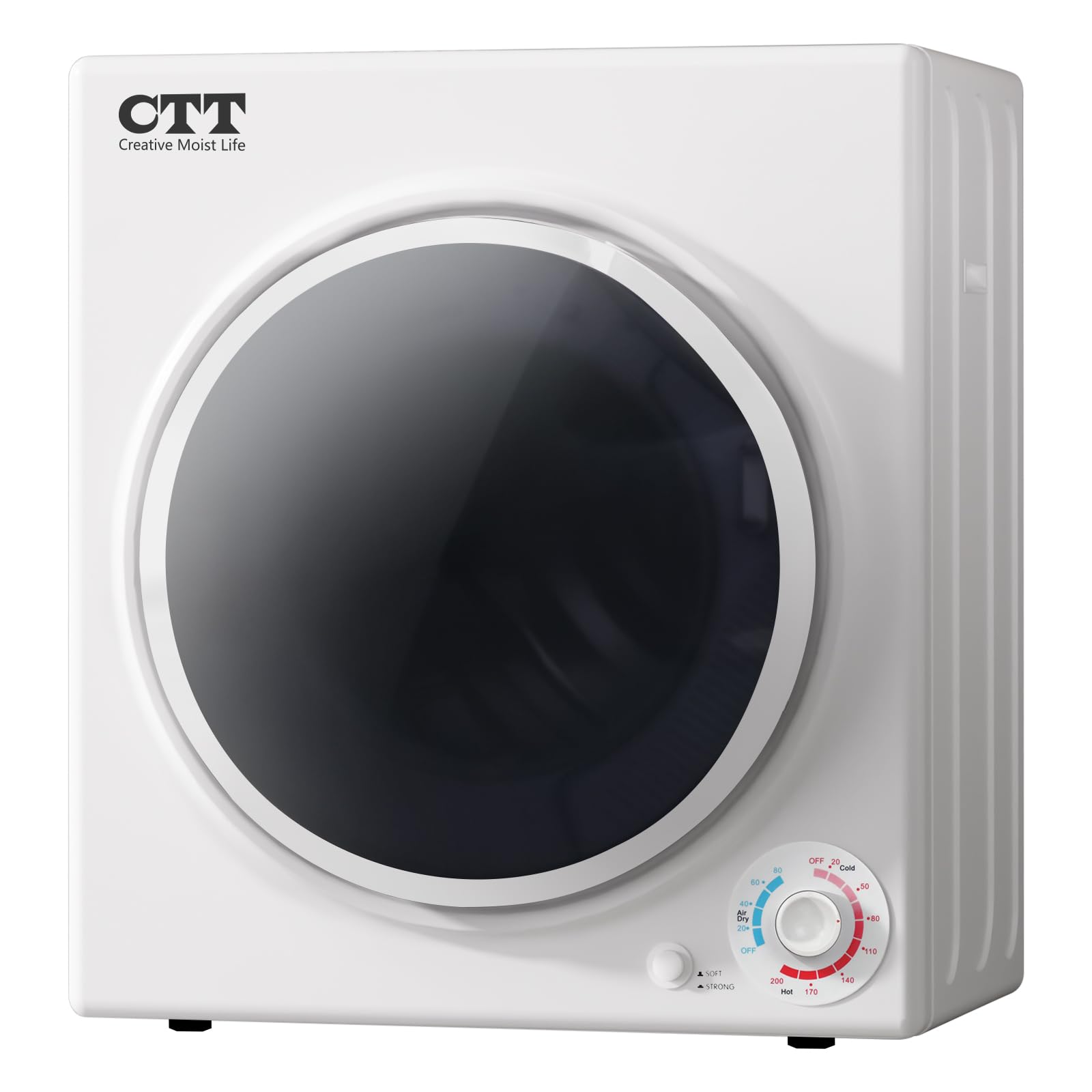 CTT Portable Dryers for Laundry 1500W, 3.5 Cu.ft Portable Clothes Dryer with 4 Dring Mode, Front Load Clothes Dryer Machine for Home, Apartment,Auto-shutt off,White