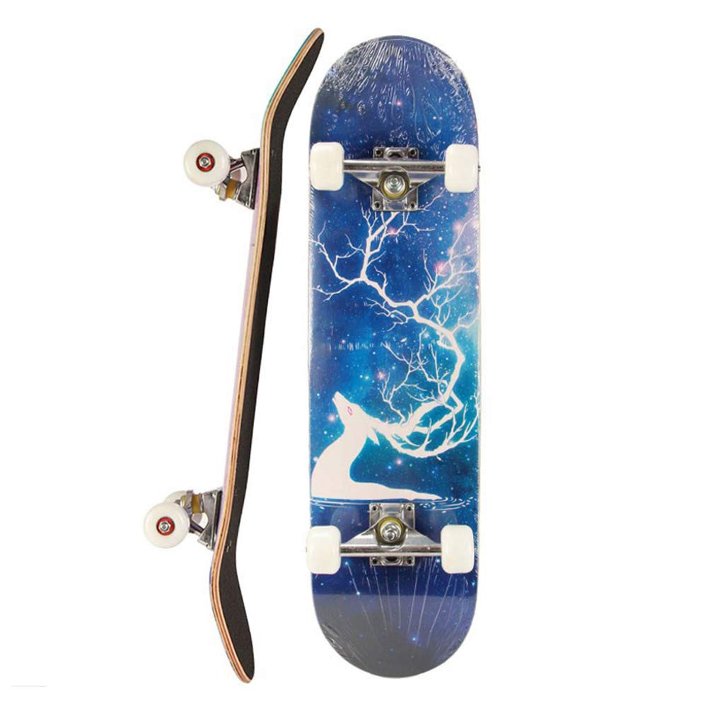Komplettes Skateboard - Standard-Skateboards für Anfänger Kinder Jungen Mädchen Teenager- 31 x 8 Zoll 9 Layer Ahorn Doppel Kick Pro Skate Board, Skateboards