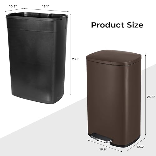 Miniatura 3 de Arlopu Cubo de basura de 813.2 galones, cubo de basura de acero inoxidable, cubo de basura de cierre suave con cubo interior de plástico extraíble,