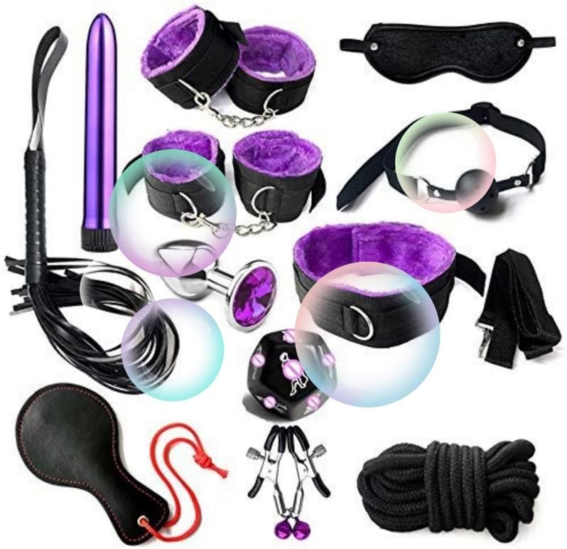 Soft and Stretchy, Yoga Supplies, Couple Gifts, Home Training Aids, Fun and Versatile 12 Piece Nylon Purple Set