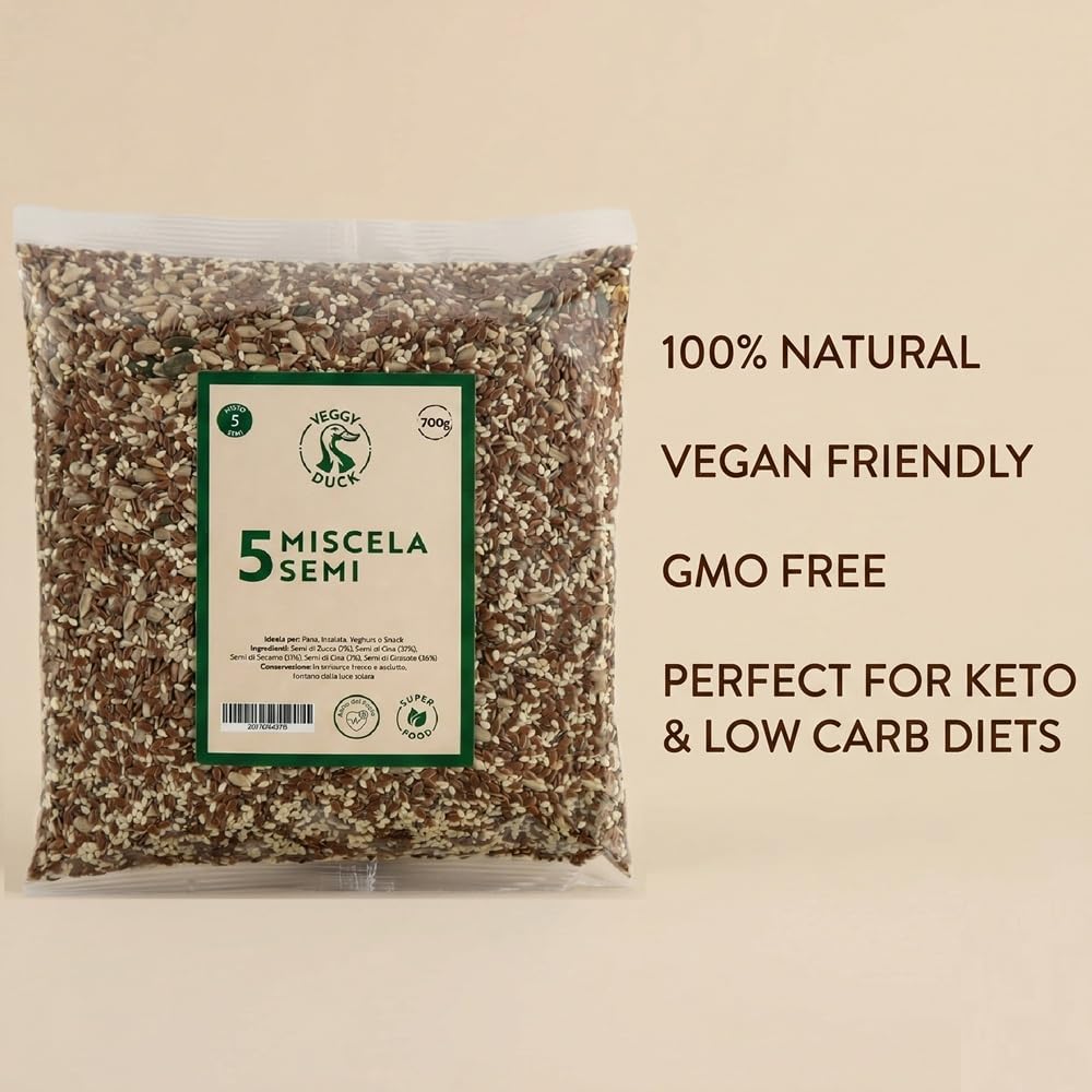 Veggy Duck Mezcla de 5 Semillas 700g Calabaza Lino Chía Girasol Sésamo